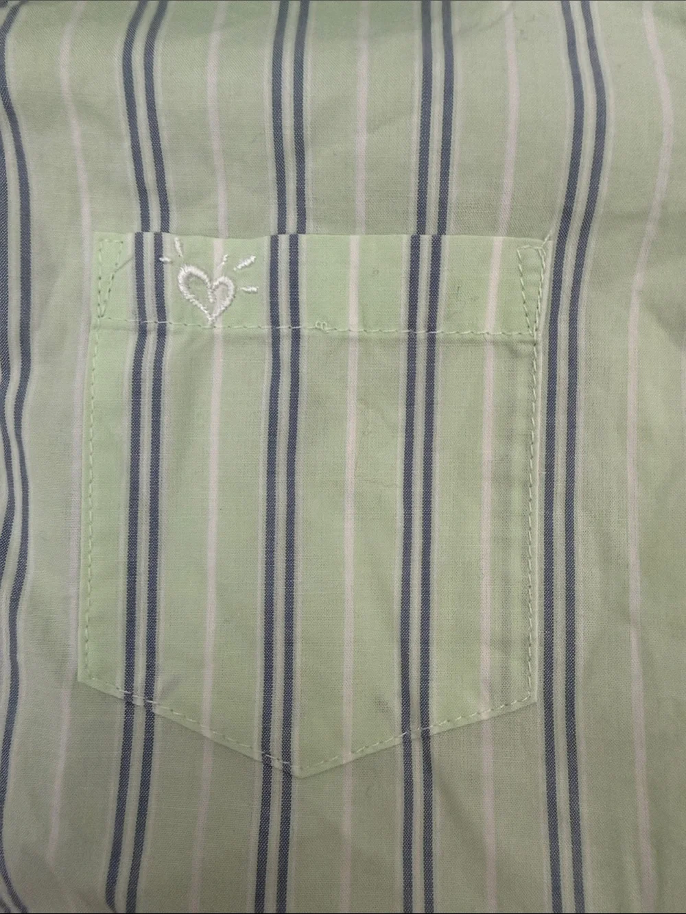 Justice Girls' Light Green and Blue Striped Button-Up Shirt, Size Medium (12)